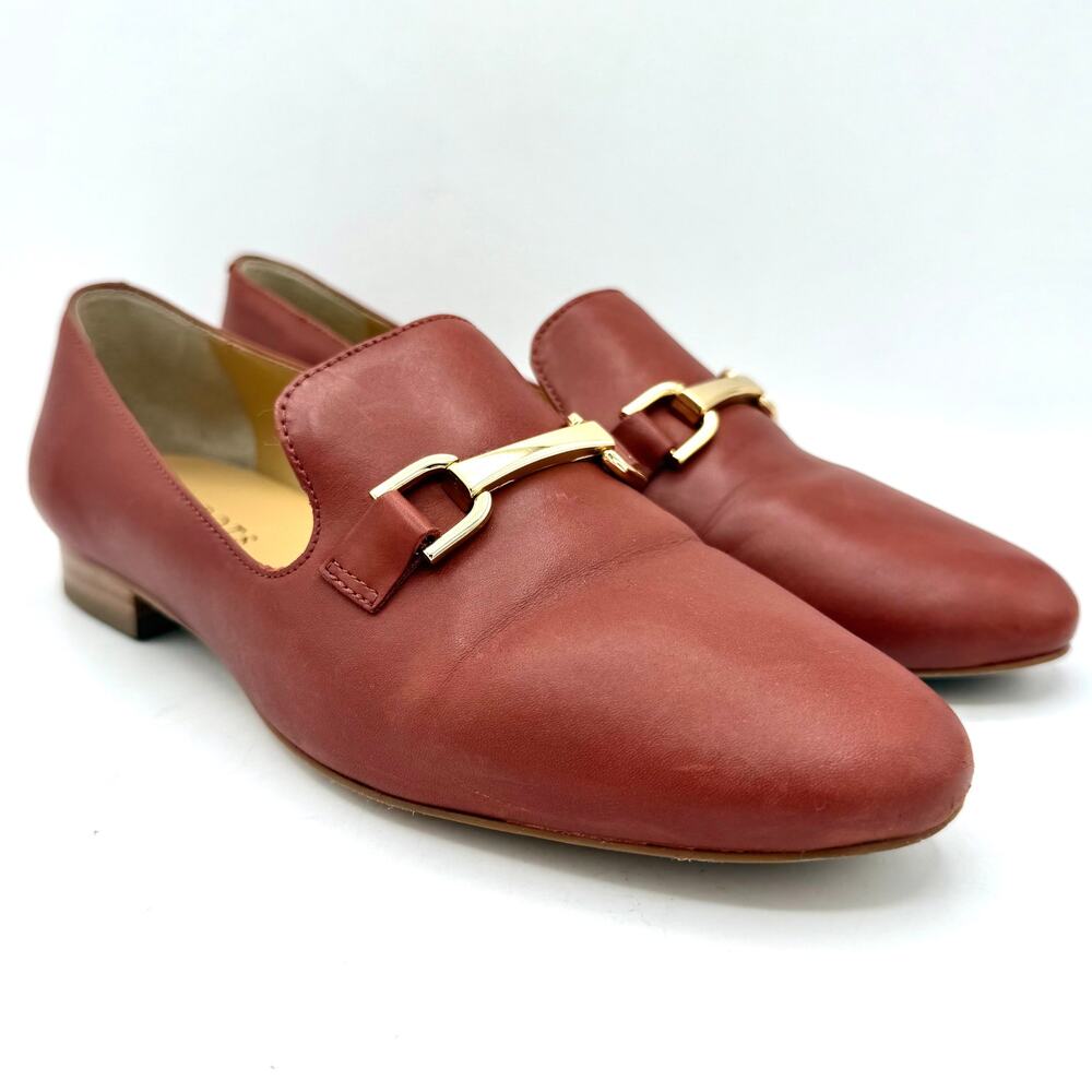 Talbots‎ Women's Cognac Leather Loafers 8.5M Horsebit Slip-On Flats AS IS